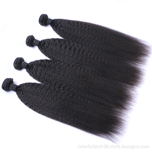Wholesale grade 8A hiar kinky straight 4*4 closure Peruvian hair extension kinky straight human hair Yaki Straight